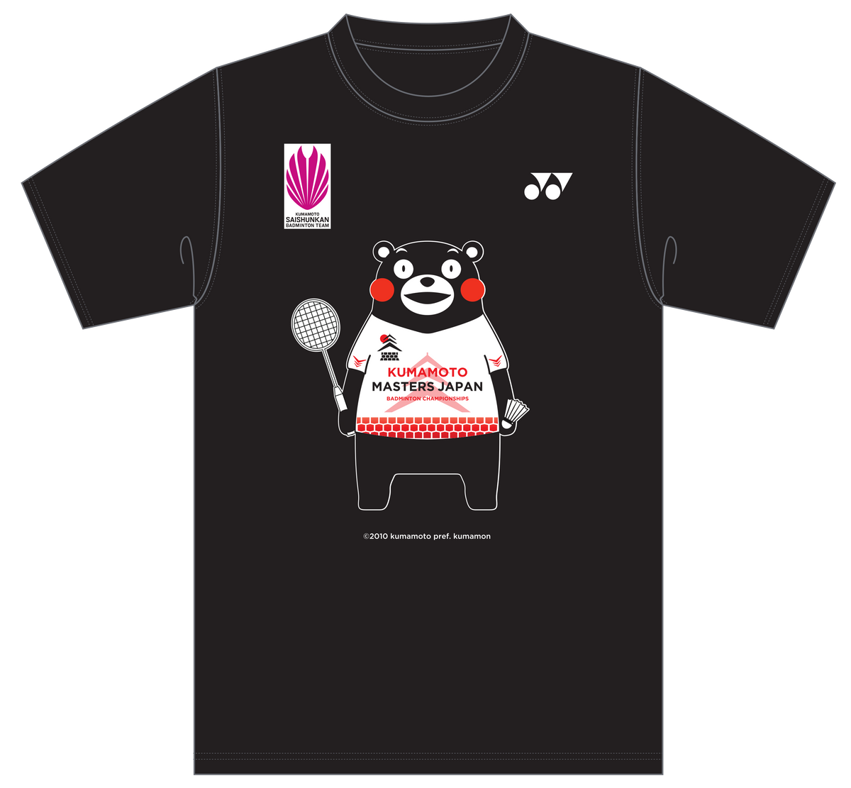 激レア【廃盤】ヨネックス　熊本マスターズ　Tシャツ Oサイズ ブラック/ホワイト 再春館製薬所バドミントンチーム】YONEX熊本マスターズジャパンロゴT