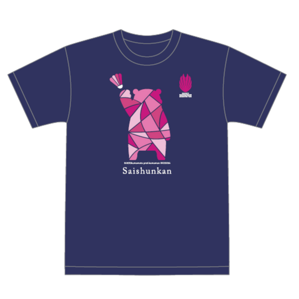 【再春館製薬所バドミントンチーム】ブロッキング・ピンクTシャツ くまモンver.